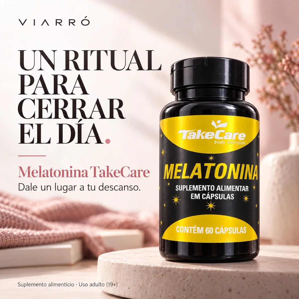 Melatonina TakeCare, frasco de 60 cápsulas
