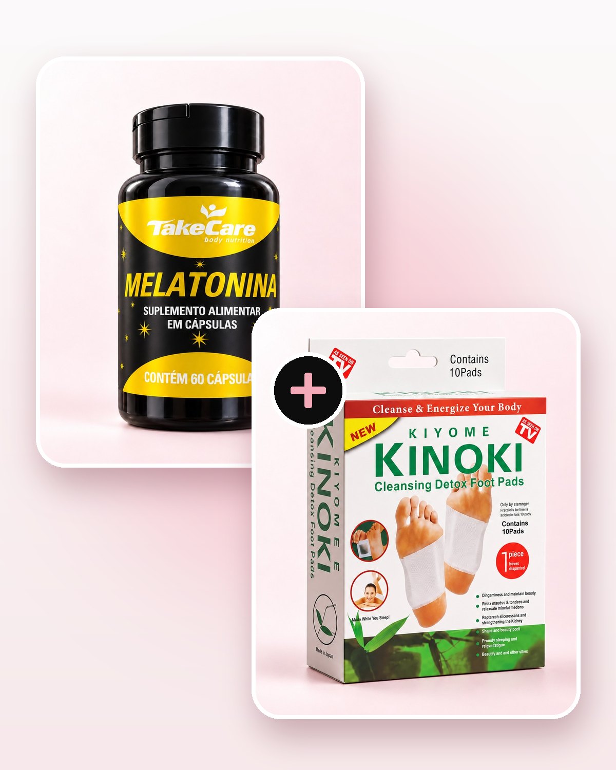 Combo Noche Completa: Melatonina TakeCare y Parches Kinoki x10
