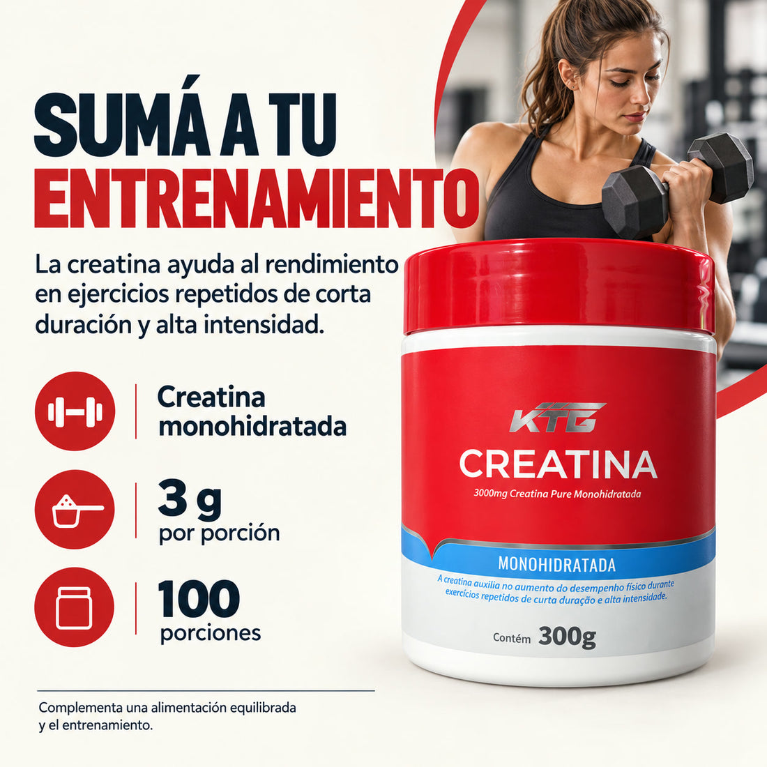Creatina monohidratada KTG para sumar a tu entrenamiento