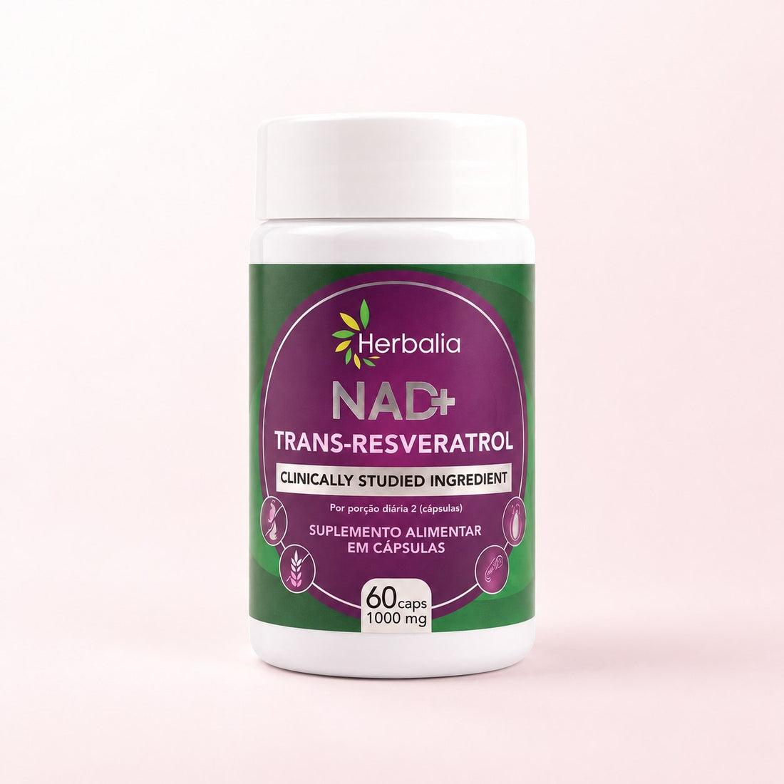 NAD+ 1000 mg con trans-resveratrol Herbalia, 60 cápsulas
